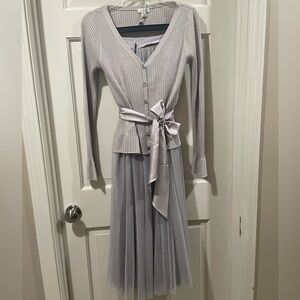 Gray Sweater Skirt Set